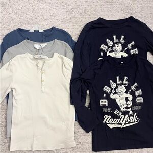 Lot Of 5 H&M Long Sleeve Cotton Shirts - size 5T/6